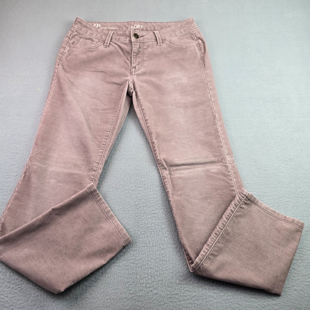 Ann Taylor LOFT Modern Slim Petite Pant (4P) Mauve Taupe Stretch Casual Career